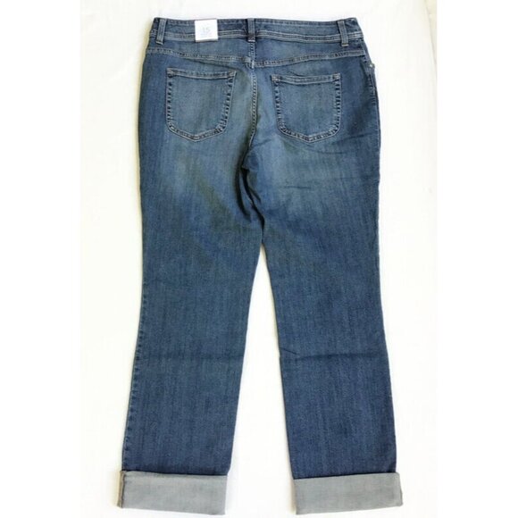 Chicos Outlet Regular Slim Leg Ankle Roll Cuff Jeans Womens 15 Medium Wash Denim - Picture 2 of 8